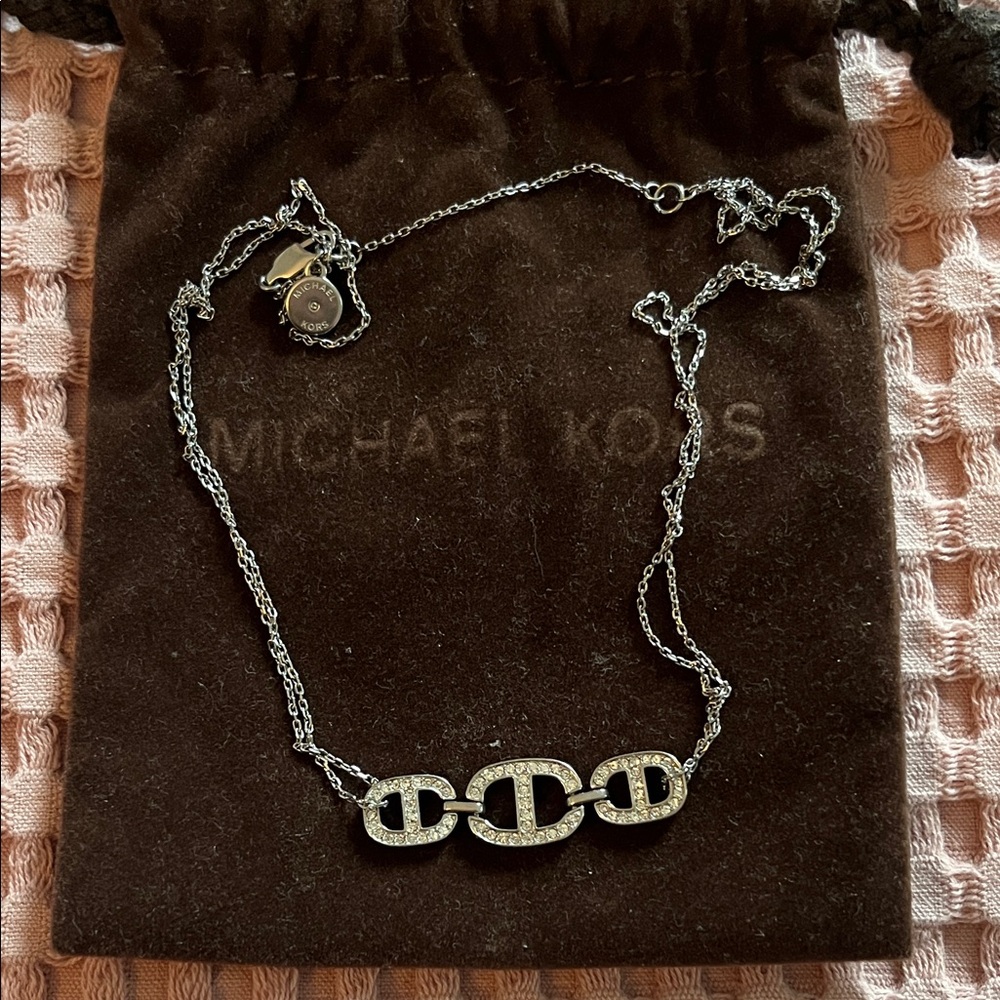 Michael Kors silver crystal necklace. NWOT